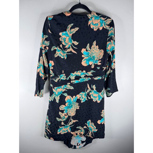 NWT Sandro Bruni Wrap-effect Draped Floral-print Jacquard Mini Dress 42 US 10 - Picture 4 of 5